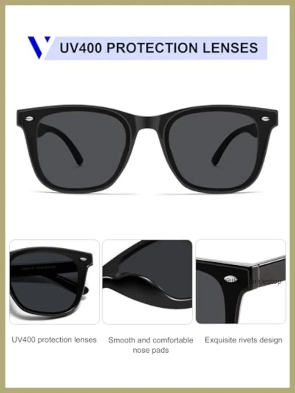 VANLINKER Square Sunglasses UV400 Protection Unisex Retro Low Bridge Fit